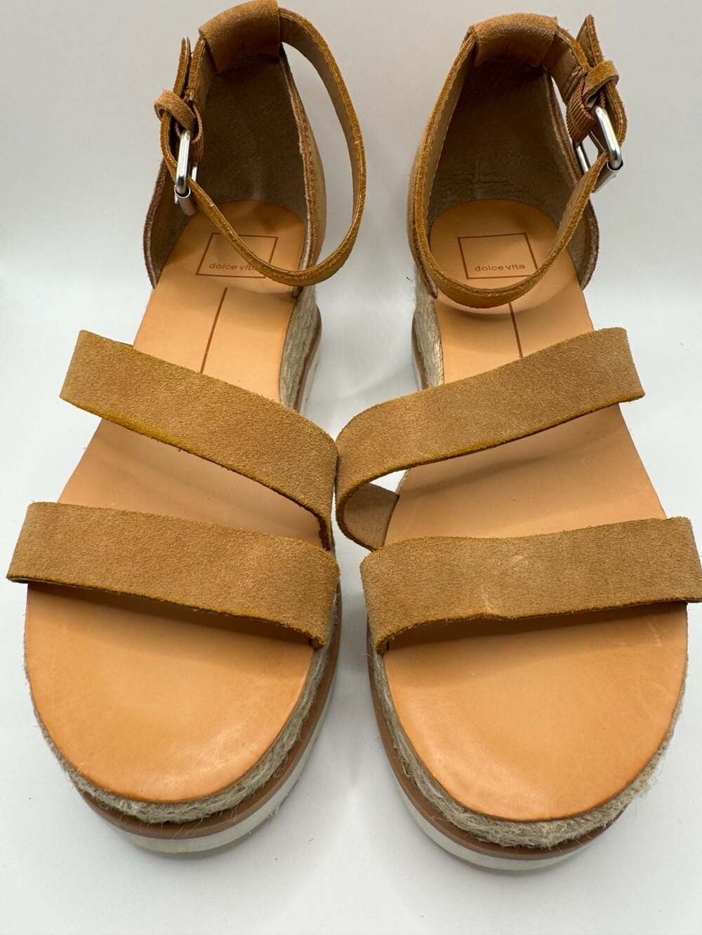 Dolce Vita Liza Brown Suede Strappy Platform Espadrille Wedge Sandals 8.5